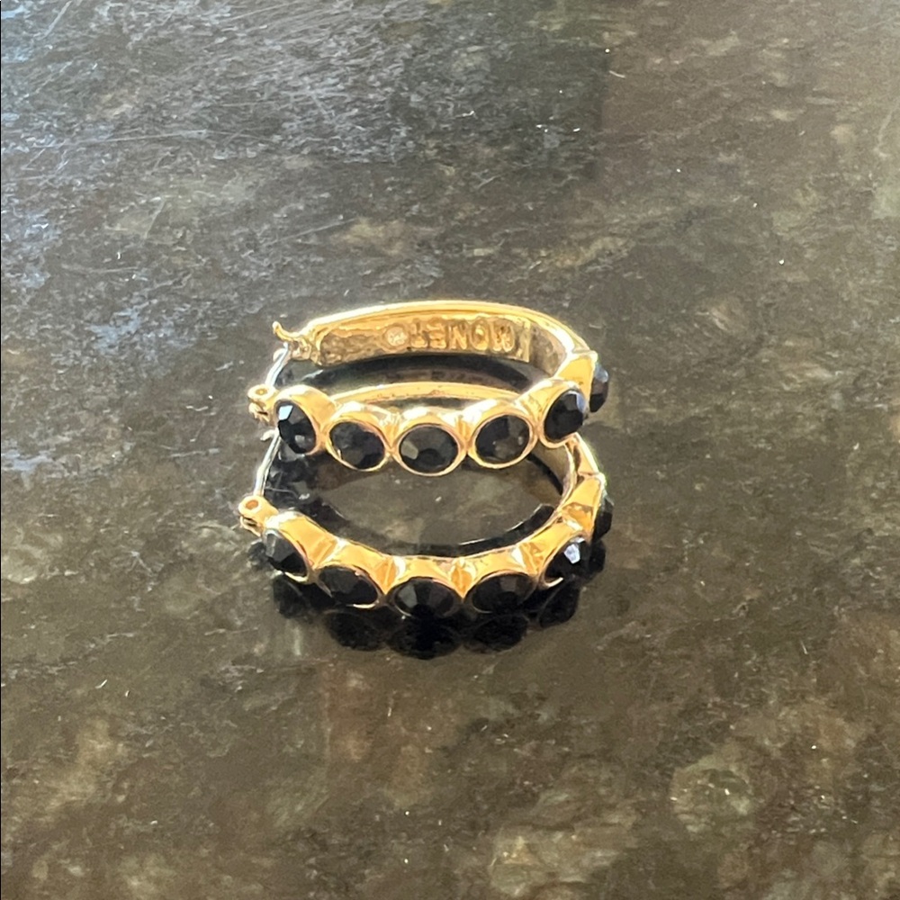 Monet Gold and Black Accent Earrings